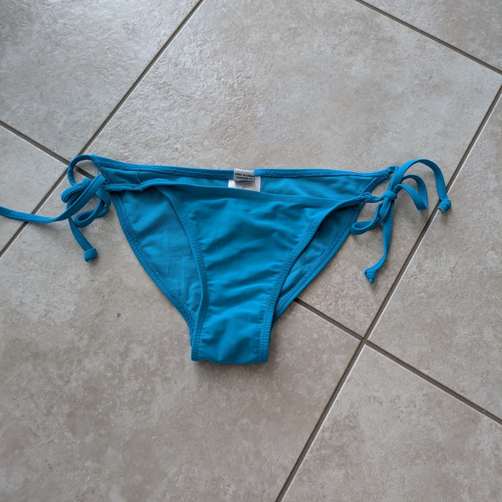 Blue Tie-Side Bikini Bottom